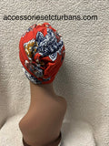 Red Printed Floral Chemo Turban