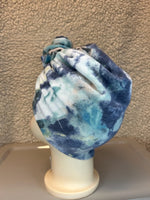 Kids Blue Printed Turban With Flower Top