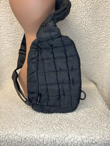 Black Quilted Puffer Sling Bag