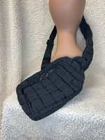 Black Quilted Puffer Sling Bag