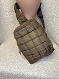 Brown Quilted Puffer Sling Bag