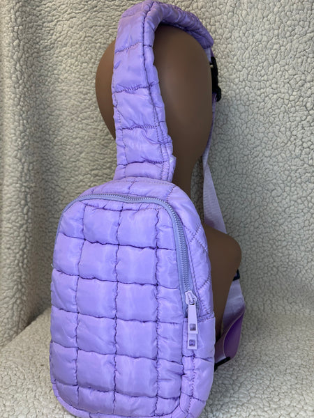 Light Purple Quilted Puffer Sling Bag