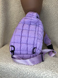 Light Purple Quilted Puffer Sling Bag