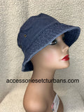 Navy Washed Denim Bucket Hat