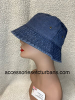 Navy Washed Denim Bucket Hat