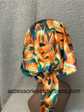 Orange Printed Pre-Tied Chemo Scarf