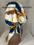Printed Tan Pre-Tied Chemo Scarf