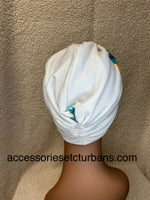 White Print French Terry Classic Turban