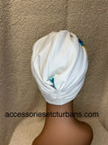 White Print French Terry Classic Turban