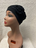 Black Christine Headwear Lotus Bamboo Turban