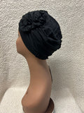 Black Christine Headwear Lotus Bamboo Turban