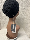 Black Christine Headwear Lotus Bamboo Turban