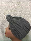 Average Large Gray Cotton Pre-Tied Knotted Turban