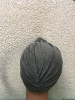 Average Large Gray Cotton Pre-Tied Knotted Turban