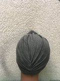 Average Small Gray Cotton Pre-Tied Knotted Turban