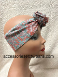 Green and Coral Indian Printed Wired Headband