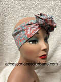 Green and Coral Indian Printed Wired Headband