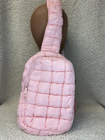 Soft Pink Quilted Puffer Sling Bag
