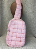 Soft Pink Quilted Puffer Sling Bag