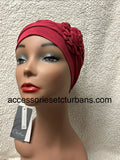 Christine Headwear Red Lotus Bamboo Turban