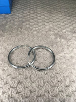 Stainless Steel  Two And A Half Inch Tubular Hoop Pierced Earrings