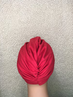 Average Large Red Cotton Pre-Tied Knotted Turban