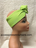 Lime Green Polka Dot Wired Headband