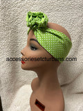 Lime Green Polka Dot Wired Headband