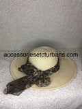Wide Brim Straw Hat With Scarf Band