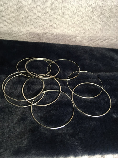 9pc Stainless Steel Bangle Bracelet Set