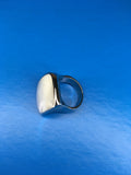 Bold Stainless Steel Ring With Mother Of Pearl Stone