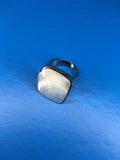 Bold Stainless Steel Ring With Mother Of Pearl Stone