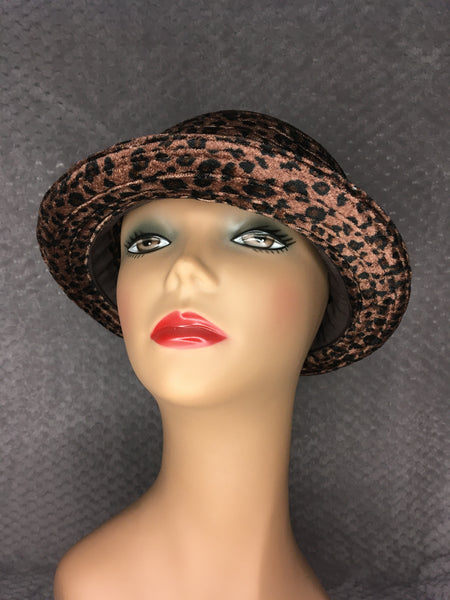 Brown Leopard Short Brim Hat