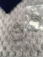 Brushed Silver Double Hoop Earrings For Pierced Ears