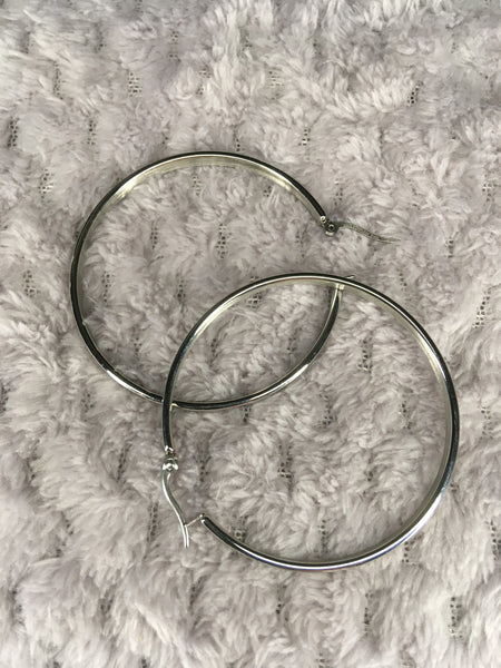 2 Inch Stainless Steel Hoop Earrings For Pierced Ears